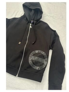 Louis Vuitton Black Hoodie with Silver Zip Pull